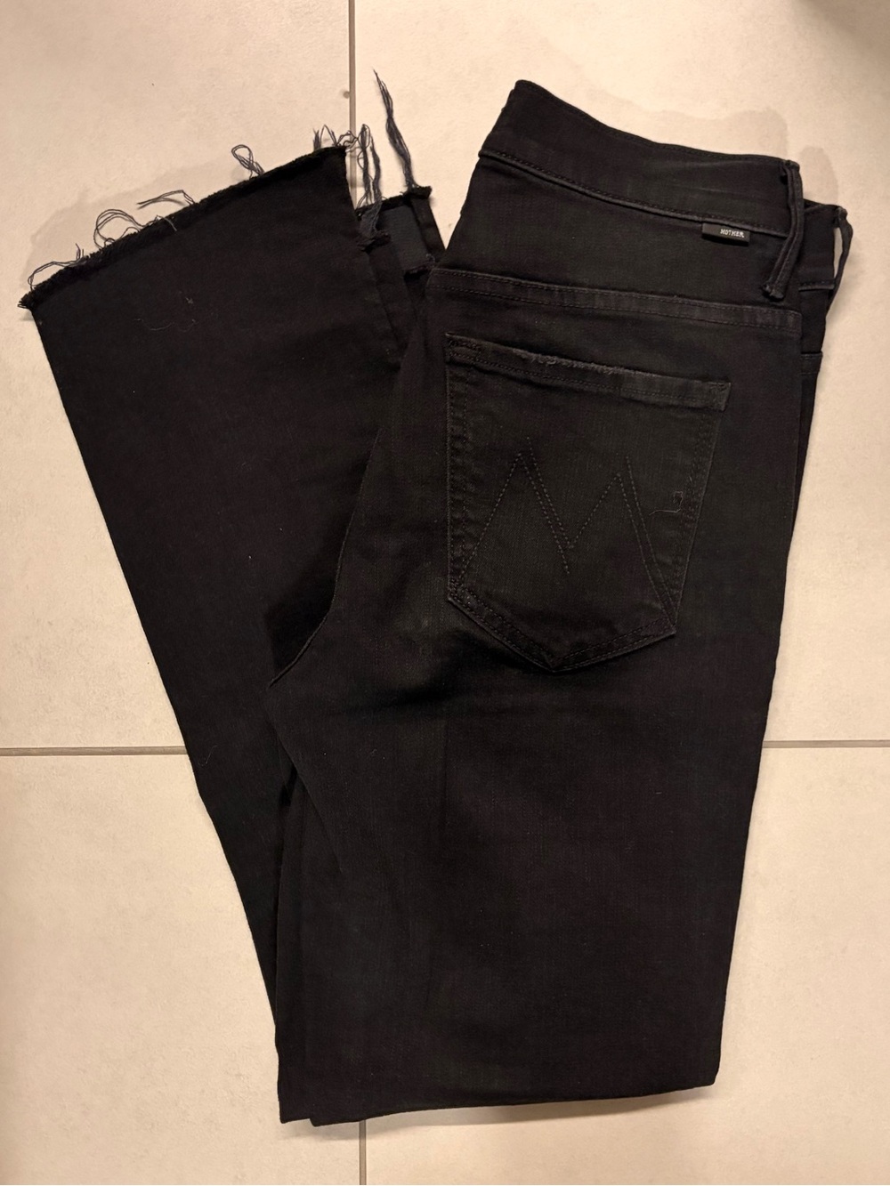 MOTHER Crop Flare Raw-Hem Jeans
